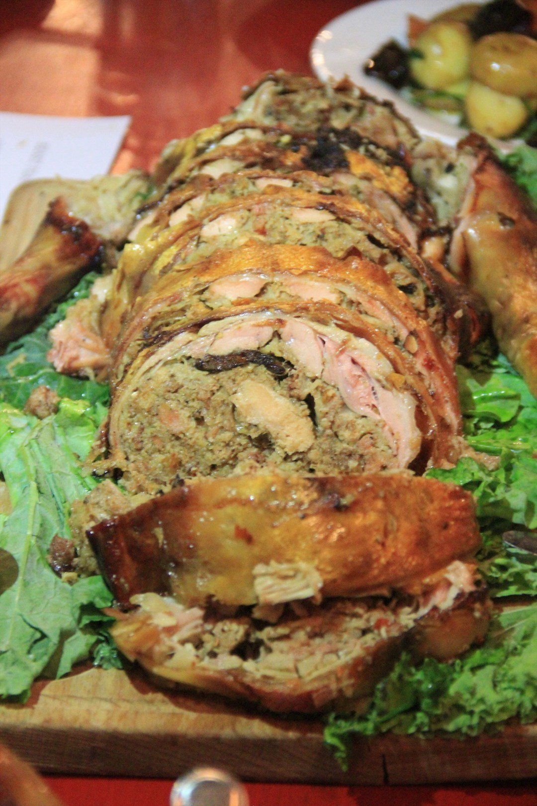 whole suckling pig with sausage stuffing