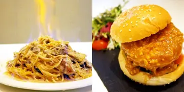 铜锣湾疗愈系Cafe 新出火焰意粉x花生酱汉堡（有片）