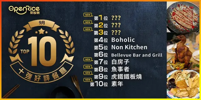 9月份好評餐廳十強