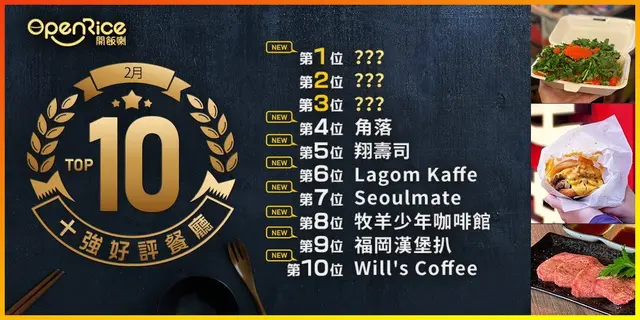 2月份好評餐廳十強