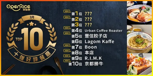 3月份好評餐廳十強