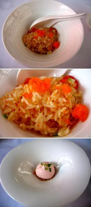 蟹籽炒飯、荔枝玫瑰慕絲