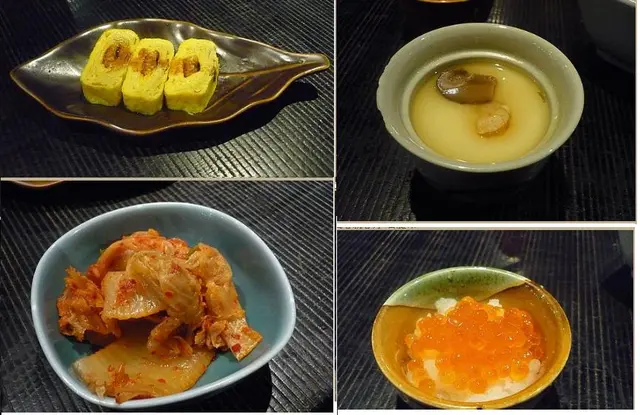 蒸蛋超滑,三文魚子蘿蔔蓉,一口把魚子整爆佢再,把魚油和蘿蔔蓉混合,