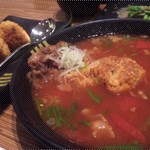 三文魚燒飯糰配蕃茄牛肉湯