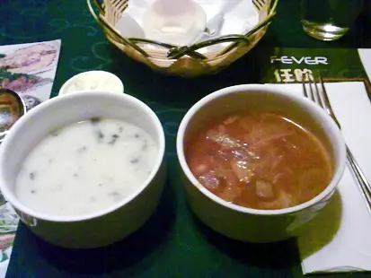 雞蓉忌廉湯同羅宋湯