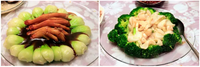 鮑汁鵝掌小棠菜／花枝片帶子西蘭花