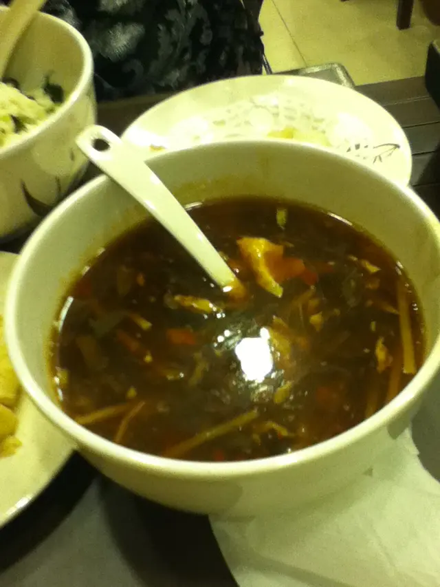 所謂的"正宗"酸辣湯..好似水咁..完全冇酸味得個勁咸!..而且仲係認真食到越式辣椒醬既味..差