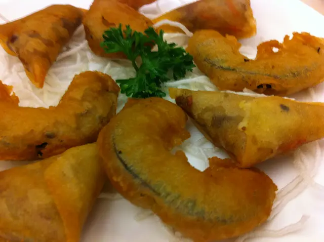 咖喱角配炸釀南瓜