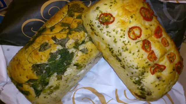Tomato Focaccia $20; Herbs Focaccia $20