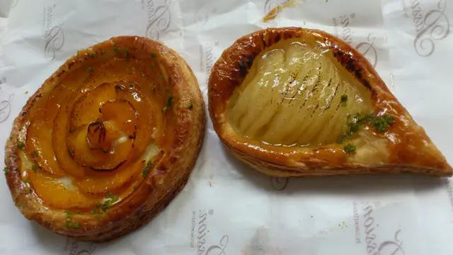 Pear danish $17; Peach danish $17