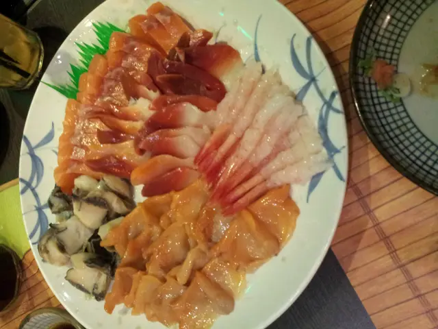 今晚的壓軸!!!!!  整整兩大盤的刺身.  朋友大叫回本囉^^