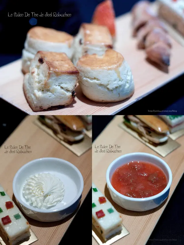 Homemade natural, lemon and raisin scones with Devonshire clotted cream and homemade strawberry jam