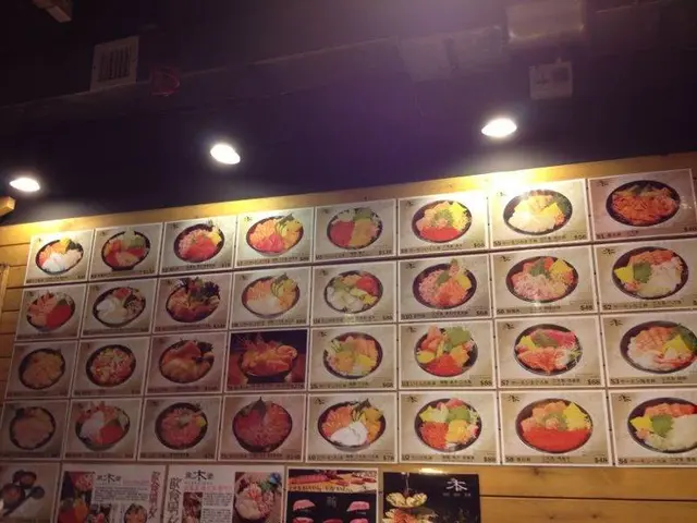 牆上貼了魚生飯的相片