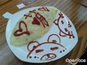 蛋包飯,好味!不捨得畫花伴碟茄醫 - 旺角的Cafe Dreamin&#39; Akiba