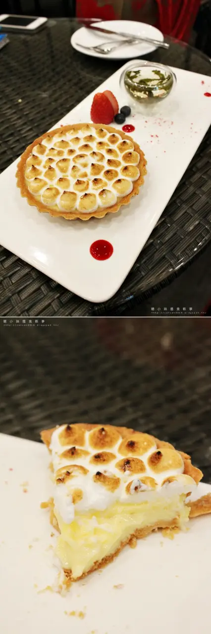 意式蛋白霜檸檬撻配一口黃金桂茶