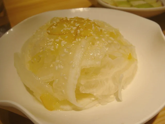 white bitter melon with honey yuzu sauce