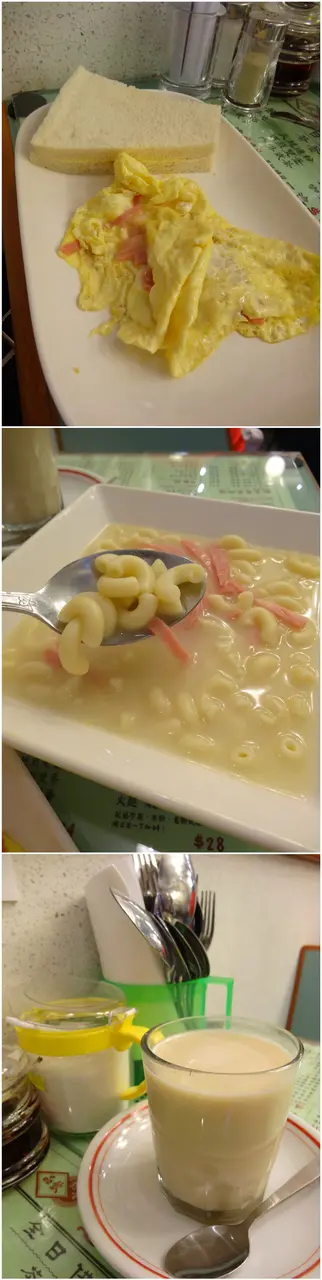 乙餐 ：火腿通粉、火腿奄列、熱好立克