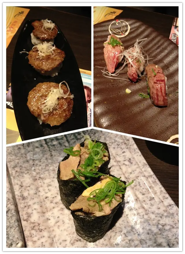 和牛漢堡壽司$25/件 和牛三昧$50/份 牛舌軍艦$5/件