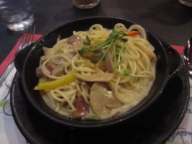 芝士蘑菇煙肉炒意大利粉