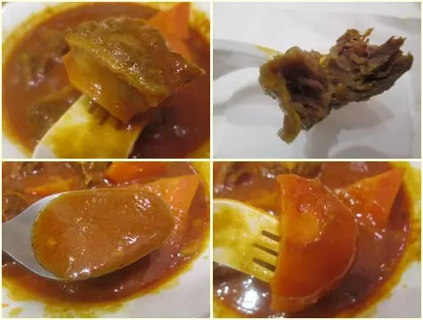 牛腩肉質頗為結實; 紅蘿蔔件腍身且入味
