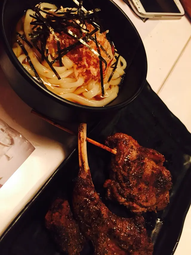 日式冷烏冬,燒羊架