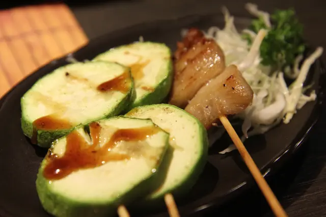 翠玉瓜串及豬頸肉串