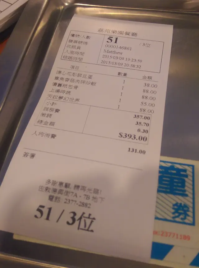 設有加一服務費！以茶餐廳來說，索價幾貴！