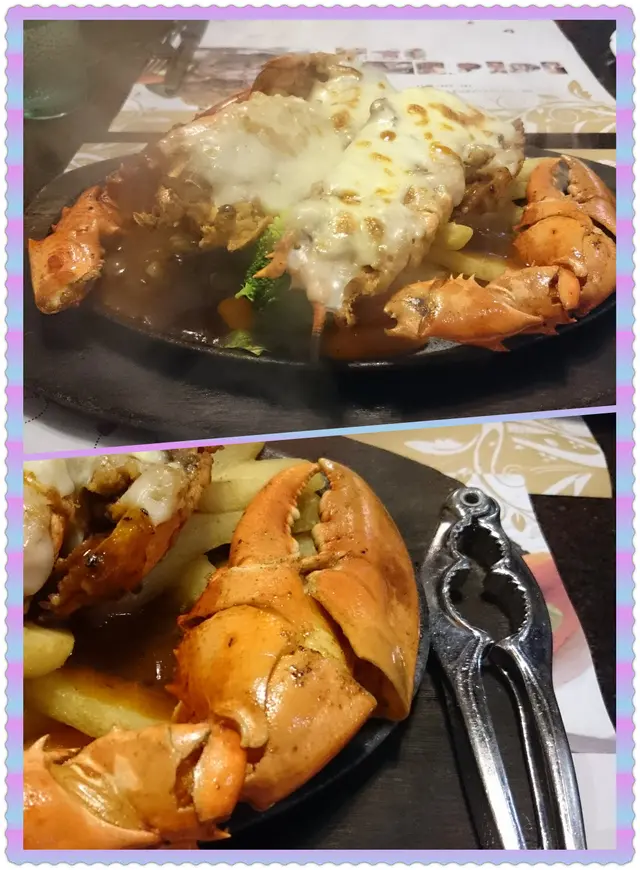 鐵板法式芝士焗龍蝦配鑊仔牛柳