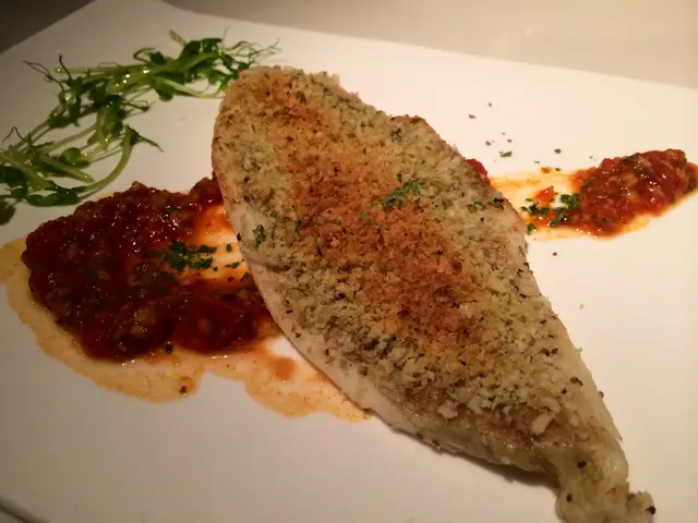 Seared Gratin Netherlands Wild Caught Plaice Fillet Provencal ''Spicy Style'', Spinach Garlic