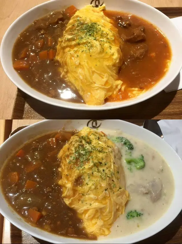 咖哩豬肉+忌廉雞肉,咖哩豬肉+濃茄牛肉