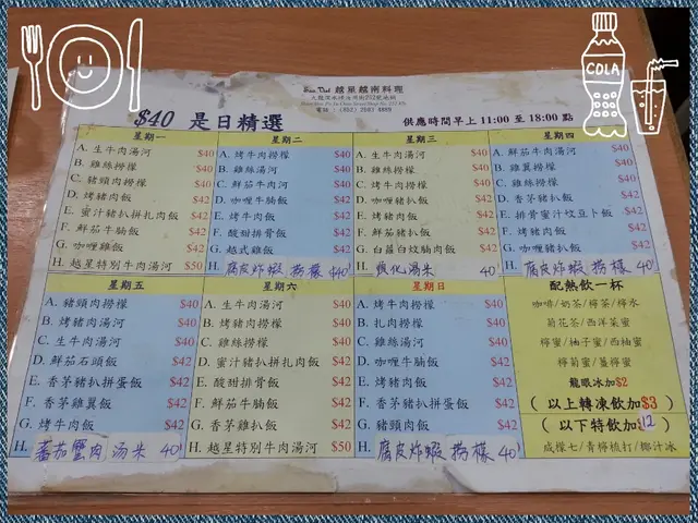 一星期套餐 Menu