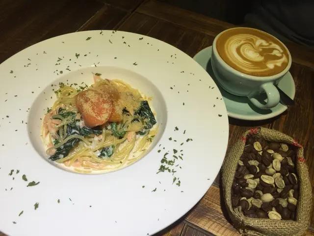 三文魚意粉+ cappuccino