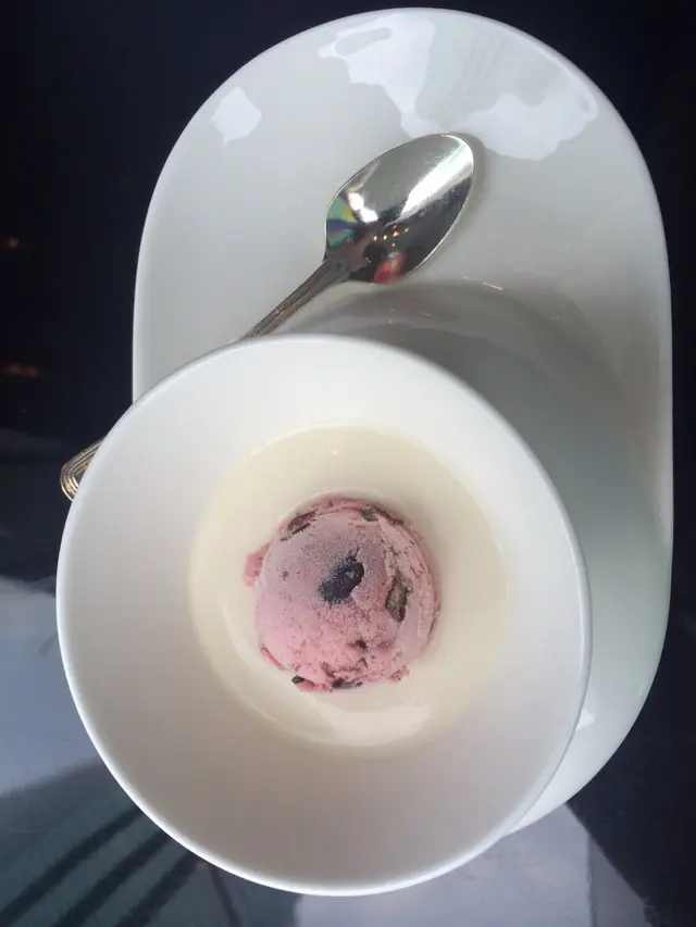 紅豆雪糕放在甜又滑嘅豆腐物上，吾錯！