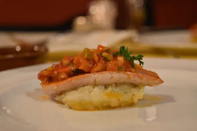 Mediterranean red mullet fillets with ''Ajoarriero'' & rock fish sauce