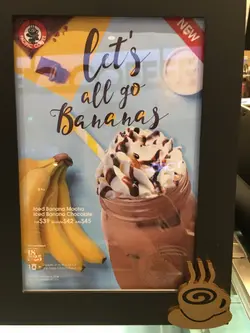 iced banana chocolate $21, iced banana mocha $21