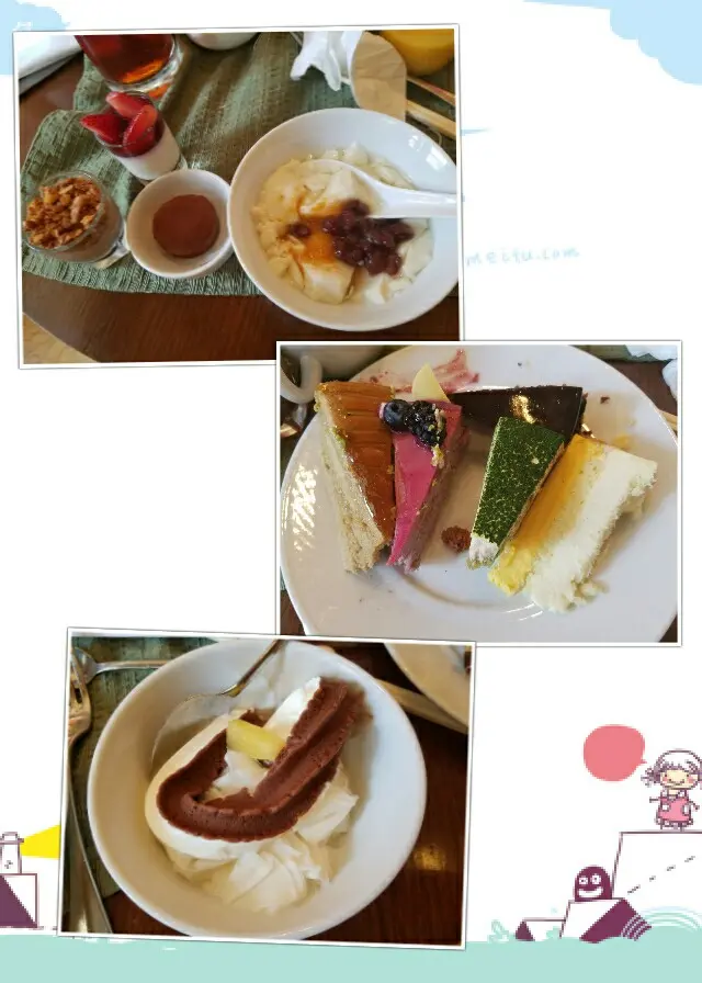有豆腐花，蛋糕五款咖啡味最好食，有軟綿綿冰，我選左乳酪味，加雲呢拿朱古力雪糕，d雪糕好食呀！