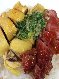 切雞髀叉燒飯