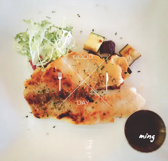 「香煎鯛魚柳伴紫薯蓉炒菜」