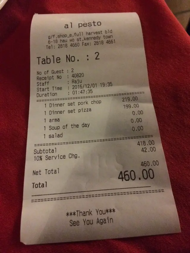 2個Dinner  Set  $460