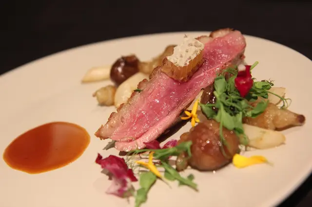 Oven Baked Whole Barbary Duck with Honeycomb, Crosne, Salsify and Chestnut