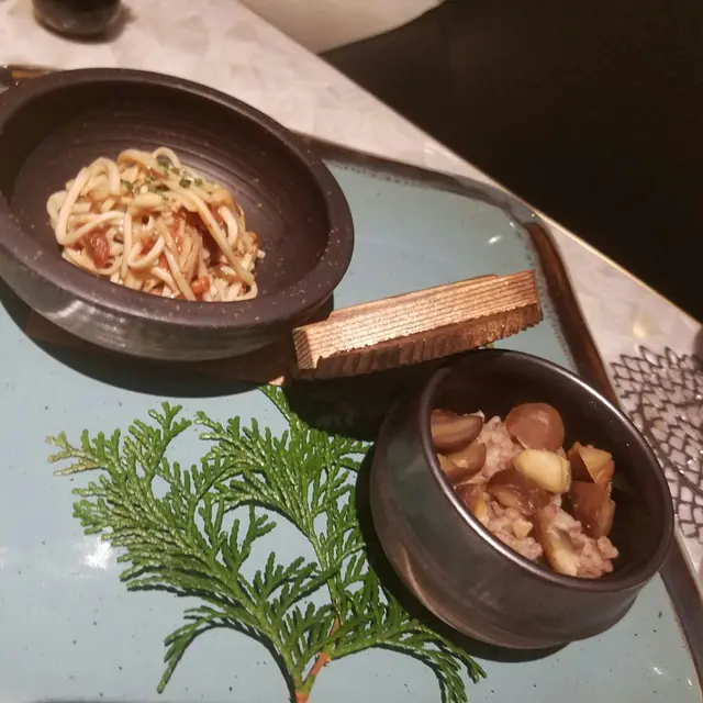 麵豉杏鮑菇麵&栗子飯