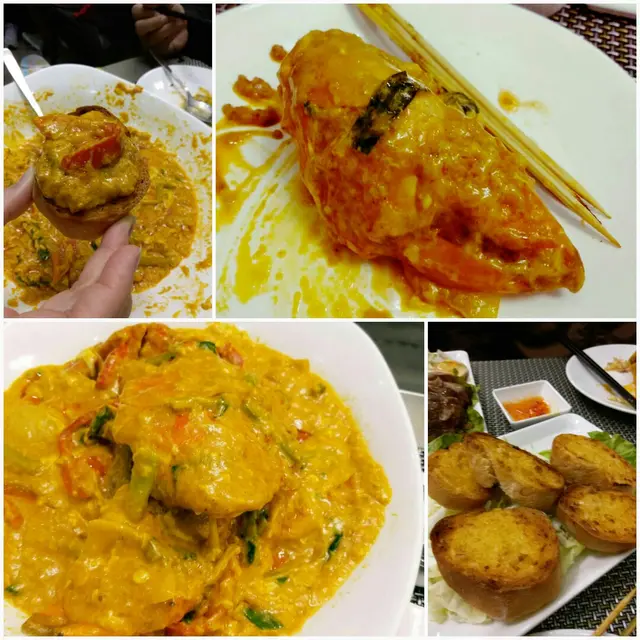 惹味咖哩炒蟹配蒜蓉包, perfect match