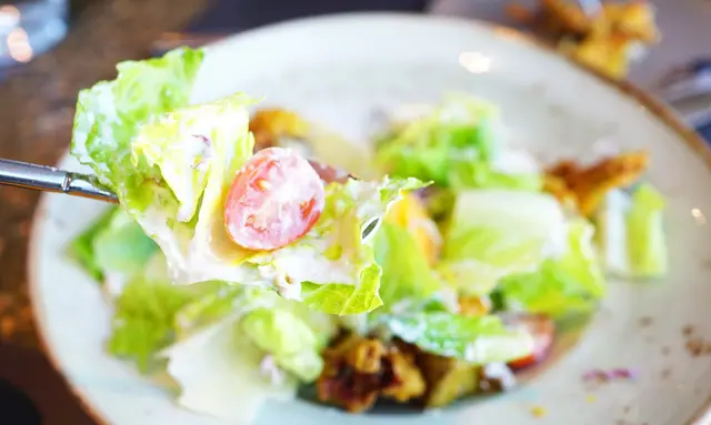 Caesar Salad, Fried Runny Egg and Spider Jumbo Soft-shell Crab