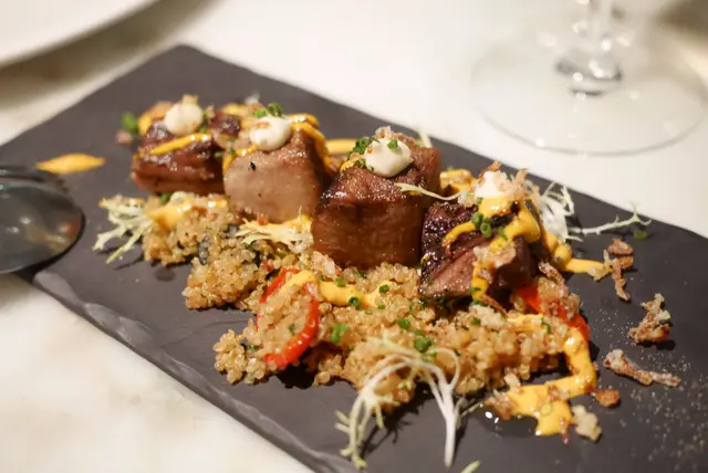 Grilled slow-cooked ox tongue