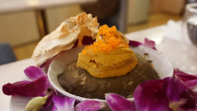 蟹膏帶子海膽拌飯