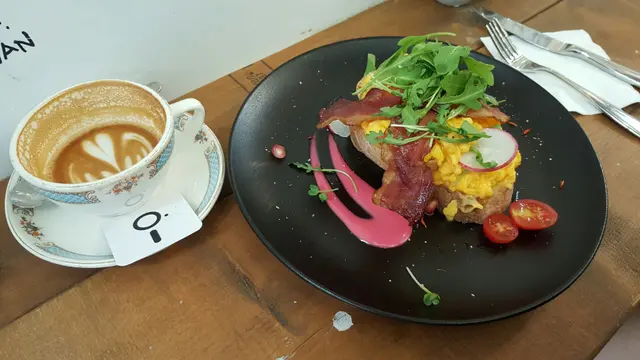 Bacon, scrambled egg sugar dough