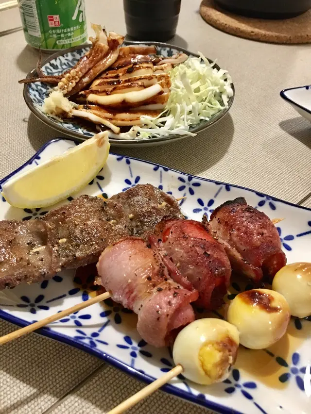 燒牛舌/煙肉車尼茄/鵪𪂹蛋