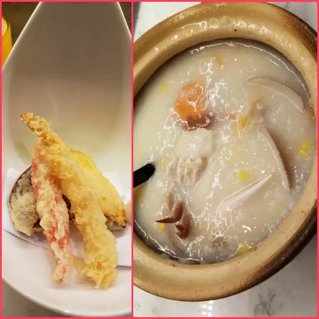 花甲蟹粥(右)