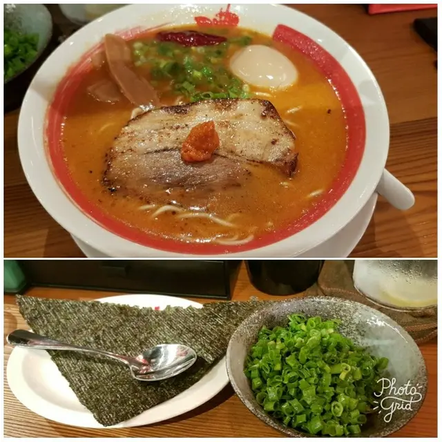 辛辣灸燒豚肉味玉拉麵, 追加青蔥及海苔