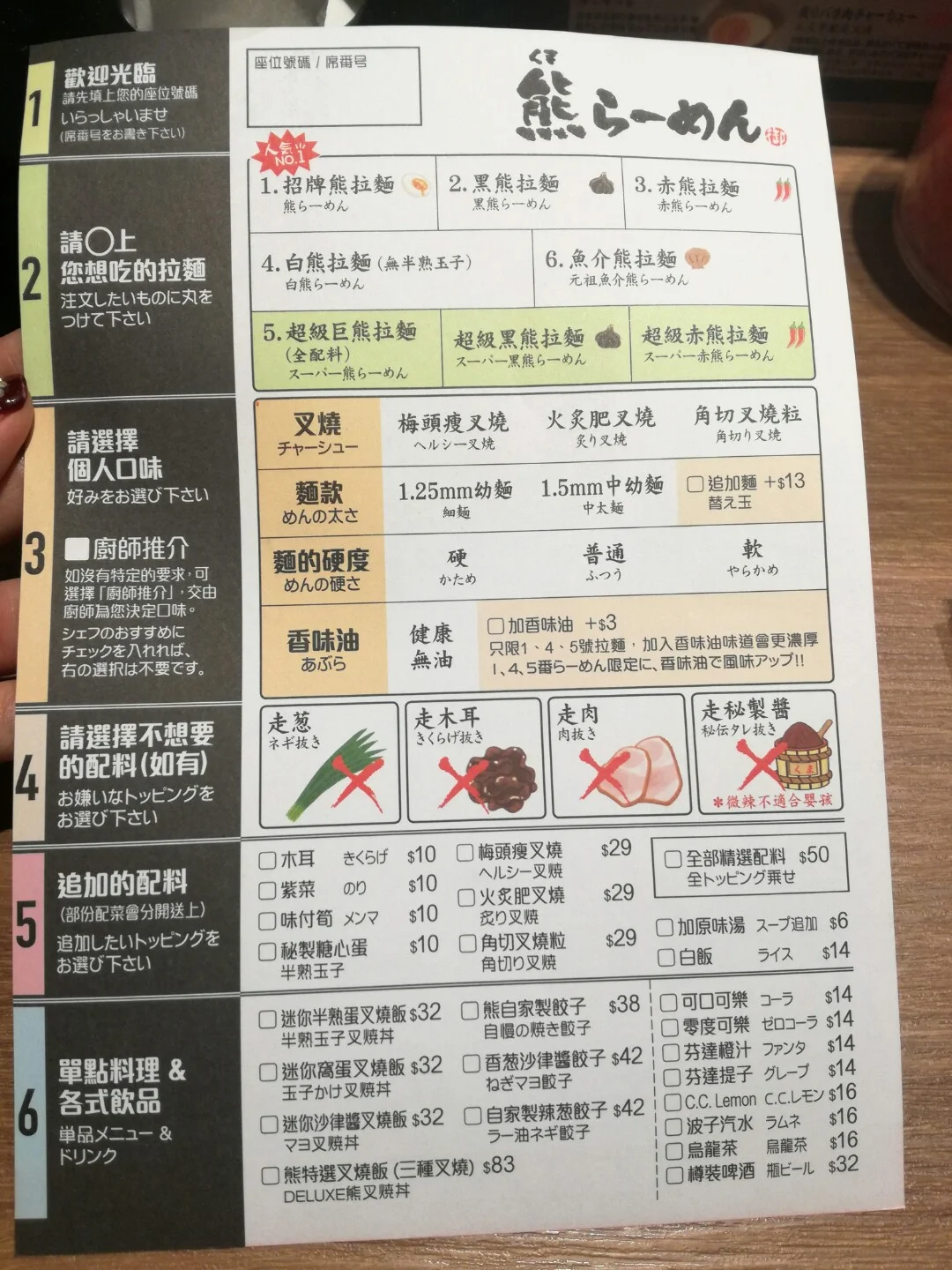 日本拉面店菜单图片